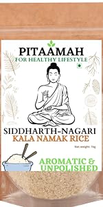 Pitaamah Kala Namak Rice | 1kg | Aromatic Rice | Traditionally Milled (Unpolished) | Diabetic Friendly | High in Zinc and Iron
