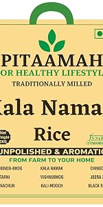 Pitaamah Kala Namak Rice | 1kg | Aromatic Rice | Traditionally Milled (Unpolished) | Diabetic Friendly | High in Zinc and Iron