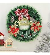 TIED RIBBONS Set of 2 Christmas Wreaths for Front Door Entrance Decoration Table Tree Wall Hanging Ornaments Xmas Artificial Pine Garland - Christmas Decorations Items for Home Office