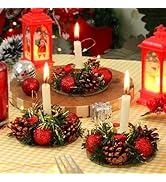 TIED RIBBONS Set of 2 Christmas Wreaths for Front Door Entrance Decoration Table Tree Wall Hanging Ornaments Xmas Artificial Pine Garland - Christmas Decorations Items for Home Office