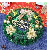 TIED RIBBONS Set of 2 Christmas Wreaths for Front Door Entrance Decoration Table Tree Wall Hanging Ornaments Xmas Artificial Pine Garland - Christmas Decorations Items for Home Office