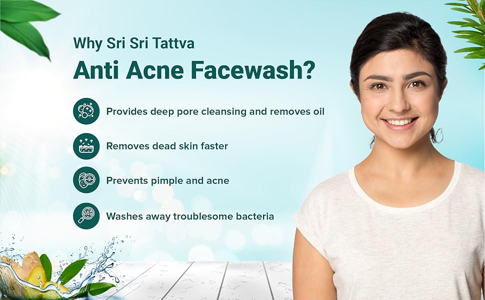 Sri Sri TATTVA shuddhta ka naam Sri Sri Tattva Anti Acne Face Wash (60Ml, Pack Of 4) - Controls Oil, Prevents Acne, Purifies Skin