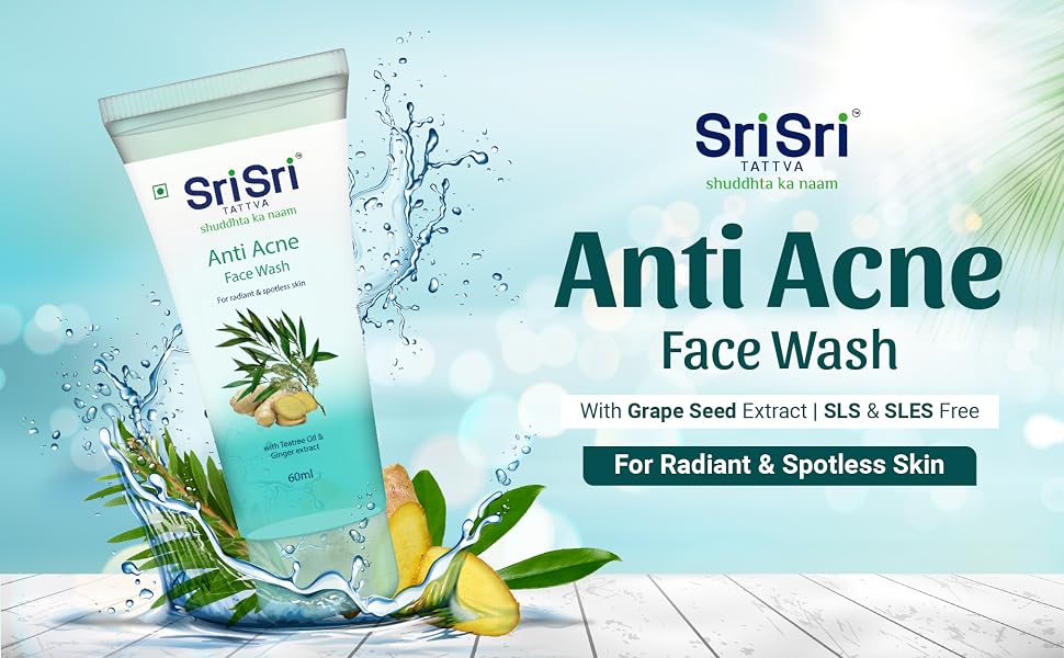Sri Sri TATTVA shuddhta ka naam Sri Sri Tattva Anti Acne Face Wash (60Ml, Pack Of 4) - Controls Oil, Prevents Acne, Purifies Skin