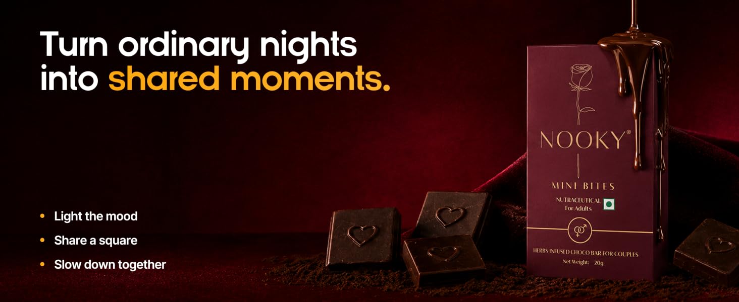 Nooky Mini Bites (20g) & Satin Blindfold with 1 Handcuff (3-in-1) Combo | 2 Dark Chocolates per Pack | FREE Saucy Scratch Card | Vegan, Gluten-Free Treat | Ideal Gift for Couples, Men & Women