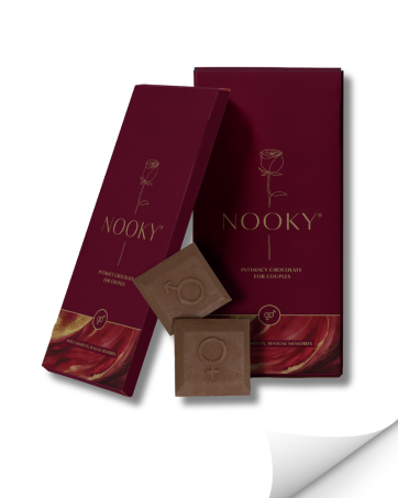Nooky Mini Bites (20g) & Satin Blindfold with 1 Handcuff (3-in-1) Combo | 2 Dark Chocolates per Pack | FREE Saucy Scratch Card | Vegan, Gluten-Free Treat | Ideal Gift for Couples, Men & Women