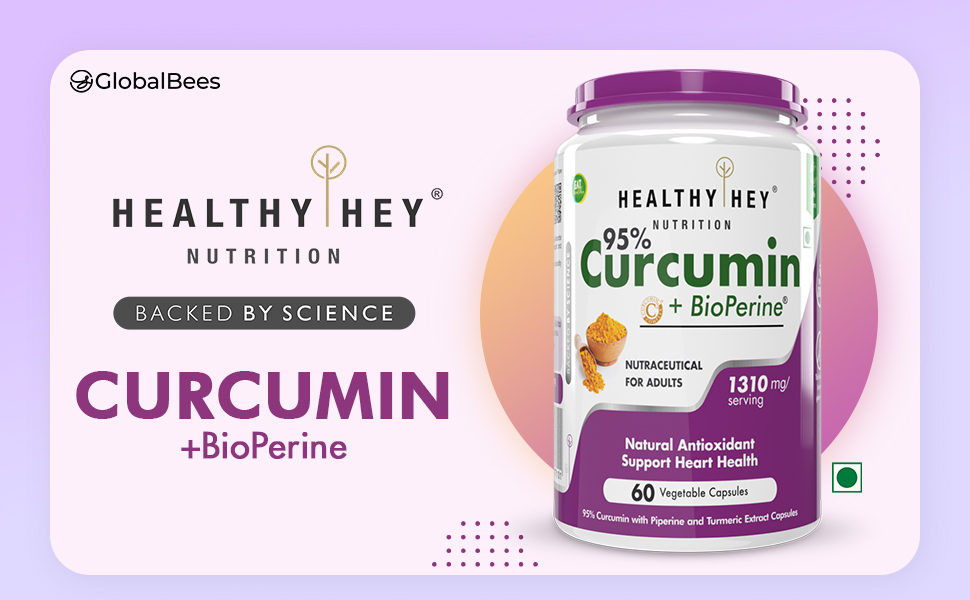 HealthyHey Nutrition Curcumin with Bioperine 1310mg (Ultra Pure) | Organic Turmeric, 90 Vegetable Capsules with Piperine