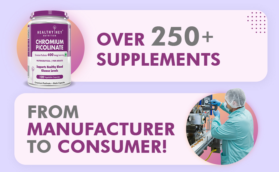 HealthyHey Nutrition Chromium Picolinate -Support Glucose Metabolism (High Absorption) 120 Capsules, Non-GMO, Gluten Free