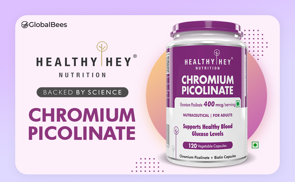 HealthyHey Nutrition Chromium Picolinate -Support Glucose Metabolism (High Absorption) 120 Capsules, Non-GMO, Gluten Free