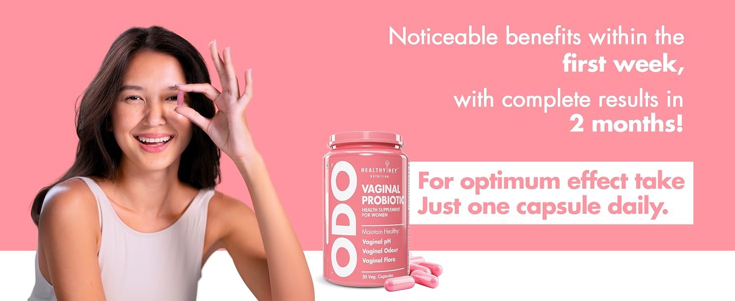 HealthyHey Nutrition ODO Vaginal Probiotics for Women pH Balance with Prebiotics & Lactobacillus Probiotic Blend - Vaginal Health Supplement - PromoteVaginal Odor & Vaginal Flora - 30 Veg Capsules