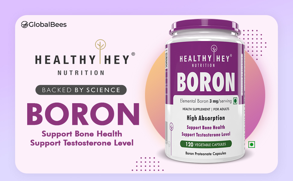 HealthyHey Nutrition Boron -Advanced Chelated - 120 Veggie Capsules - Gluten Free, Non-GMO