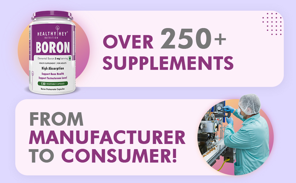 HealthyHey Nutrition Boron -Advanced Chelated - 120 Veggie Capsules - Gluten Free, Non-GMO