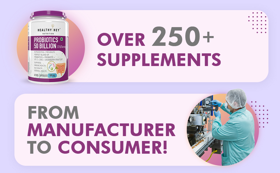 HealthyHey Nutrition Probiotics 50 Billion CFU Multi- Strains, 60 Veg. Capsules, Targeted Release Technology, Stomach Acid Resistant, No Need for Refrigeration, Non-GMO, Gluten-Free