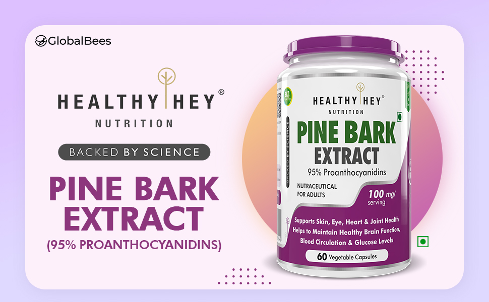 HealthyHey Nutrition Pine Bark Extract - 100 mg per serving - 60 Vegetable Capsules