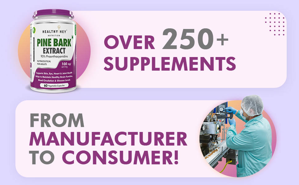 HealthyHey Nutrition Pine Bark Extract - 100 mg per serving - 60 Vegetable Capsules