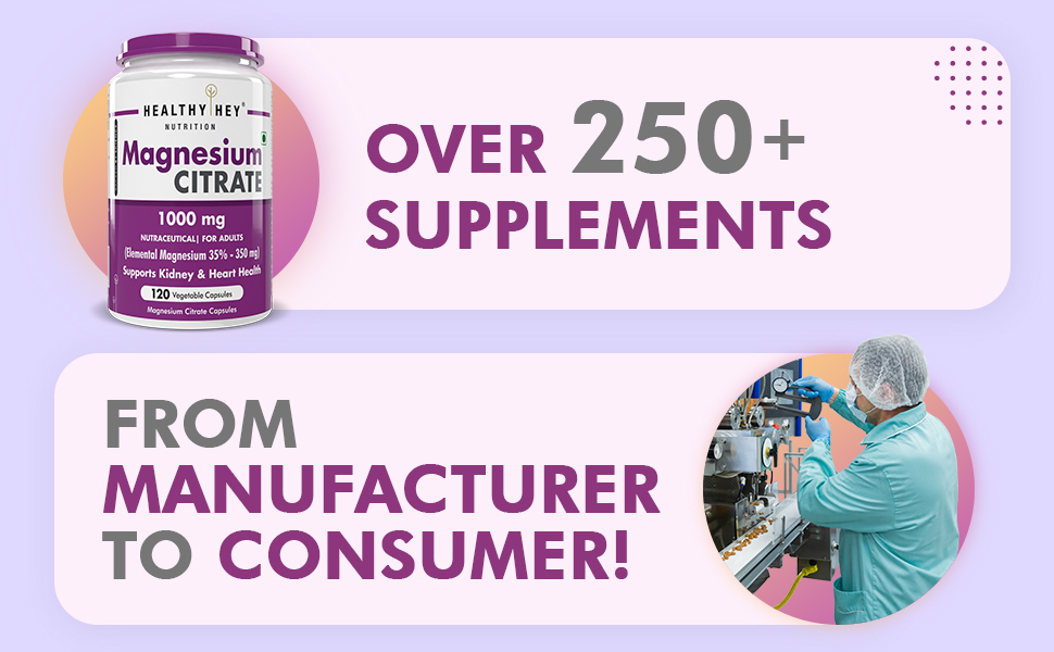 HealthyHey Nutrition Magnesium Citrate-120 Vegetable Capsules