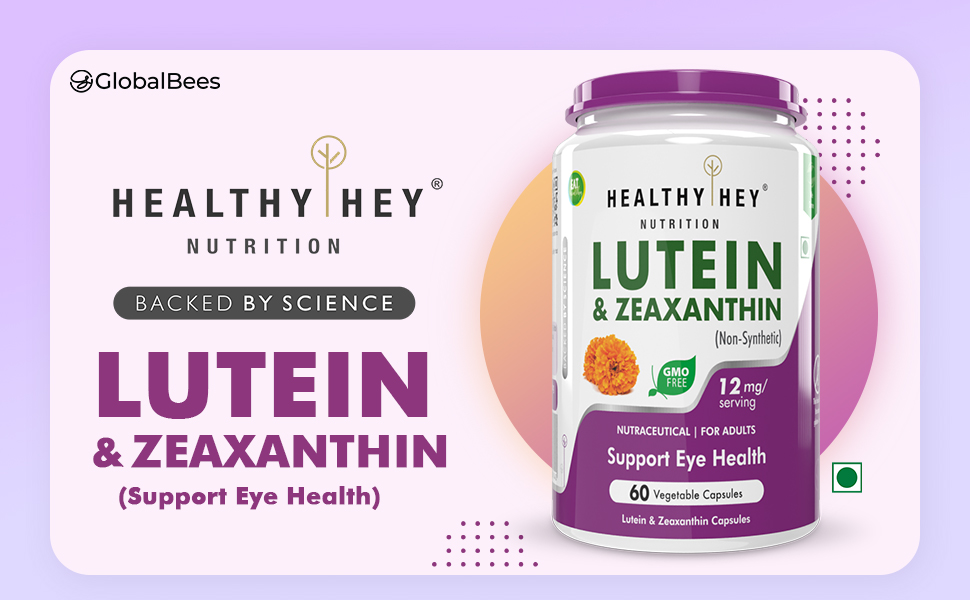 HealthyHey Lutein with Zeaxanthin - Support Eyes Health - 60 Veg. Capsules (Pack of 1)