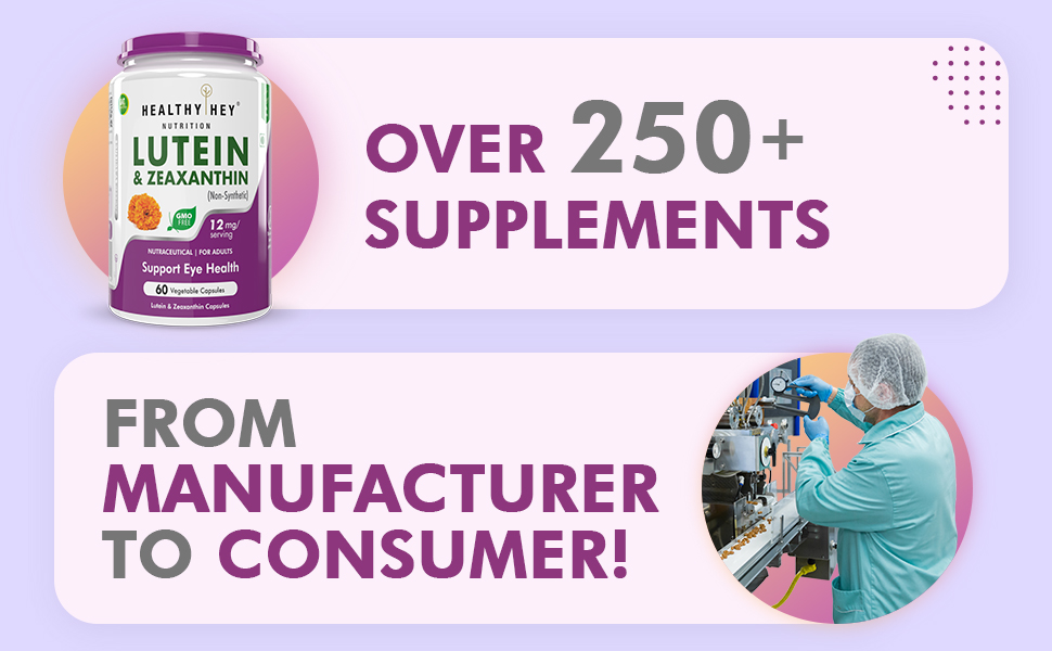 HealthyHey Lutein with Zeaxanthin - Support Eyes Health - 60 Veg. Capsules (Pack of 1)