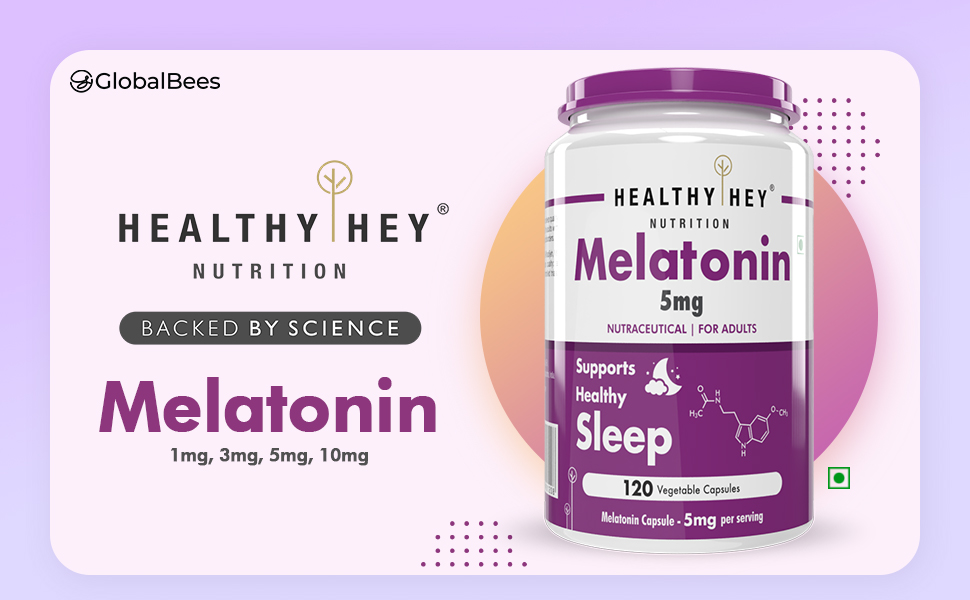 HealthyHey Nutrition Melatonin 120 vegetable capsules 5mg - Promotes Sleep and Relaxation