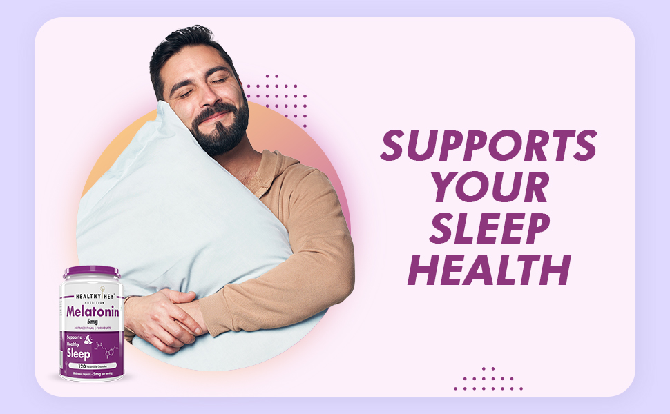 HealthyHey Nutrition Melatonin 120 vegetable capsules 5mg - Promotes Sleep and Relaxation