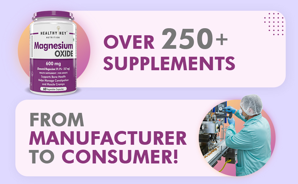 HealthyHey Nutrition Magnesium Oxide - 600mg/serving - 60 Vegetable Capsules