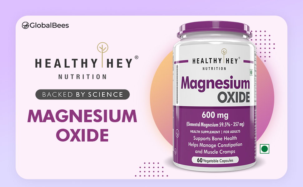 HealthyHey Nutrition Magnesium Oxide - 600mg/serving - 60 Vegetable Capsules