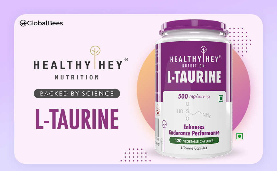 HealthyHey L-Taurine - Amino Acid Supplement - 120 Vegetable Capsules
