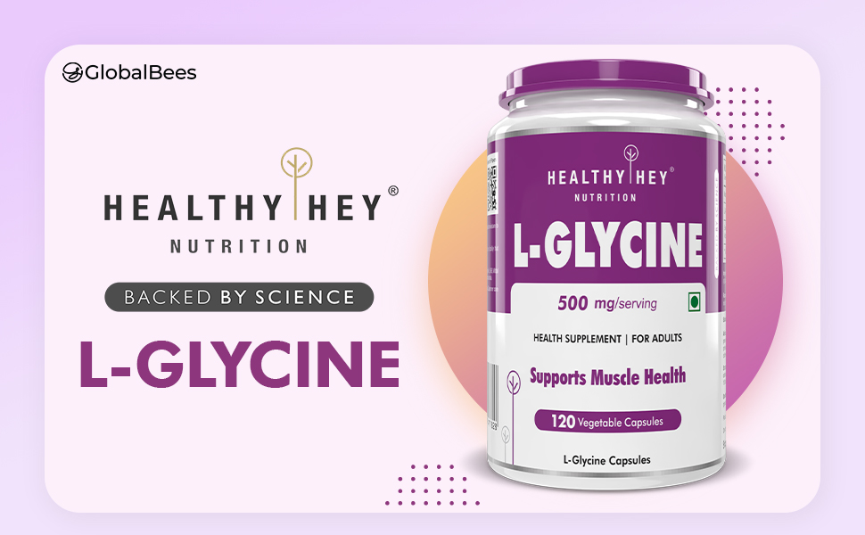 HealthyHey Nutrition L- Glycine - 500 mg - Support Brain and Sleep Health - 120 Veg. Capsules
