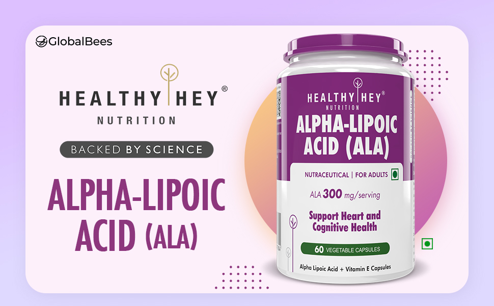 HealthyHey Nutrition Alpha Lipoic Acid - ALA-60 Veg. Capsules - Gluten Free & Non-GMO