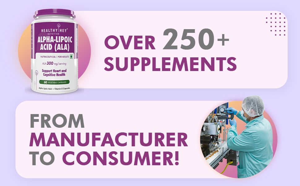 HealthyHey Nutrition Alpha Lipoic Acid - ALA-60 Veg. Capsules - Gluten Free & Non-GMO