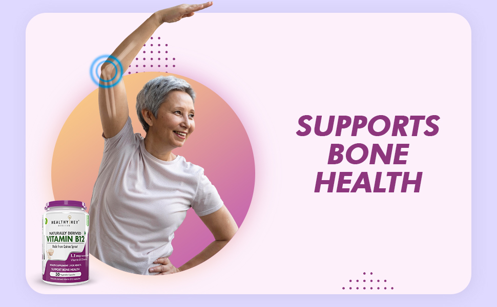 HealthyHey Nutrition 100% Natural Vitamin B12 - Support Immune Health | Non-Synthetic, No-Chemical | 30 Veg. Capsules