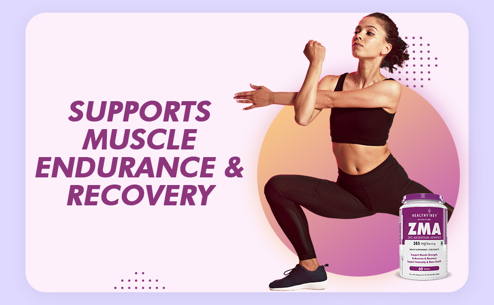 HealthyHey Nutrition ZMA and Zinc Supplement for Men & Women | Zinc and Magnesium Aspartate Supplements | Zinc tablets May Support Muscle Recovery and Sleep Quality (60 Tablets)