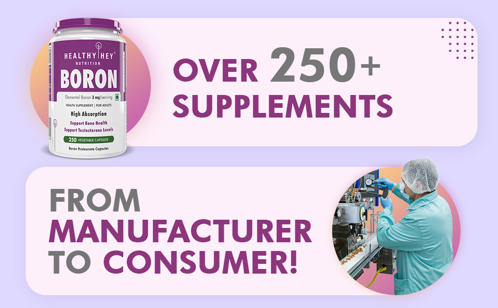 HealthyHey Nutrition Boron Advanced Chelated - 250 Veggie Capsules - Gluten Free, Non-GMO