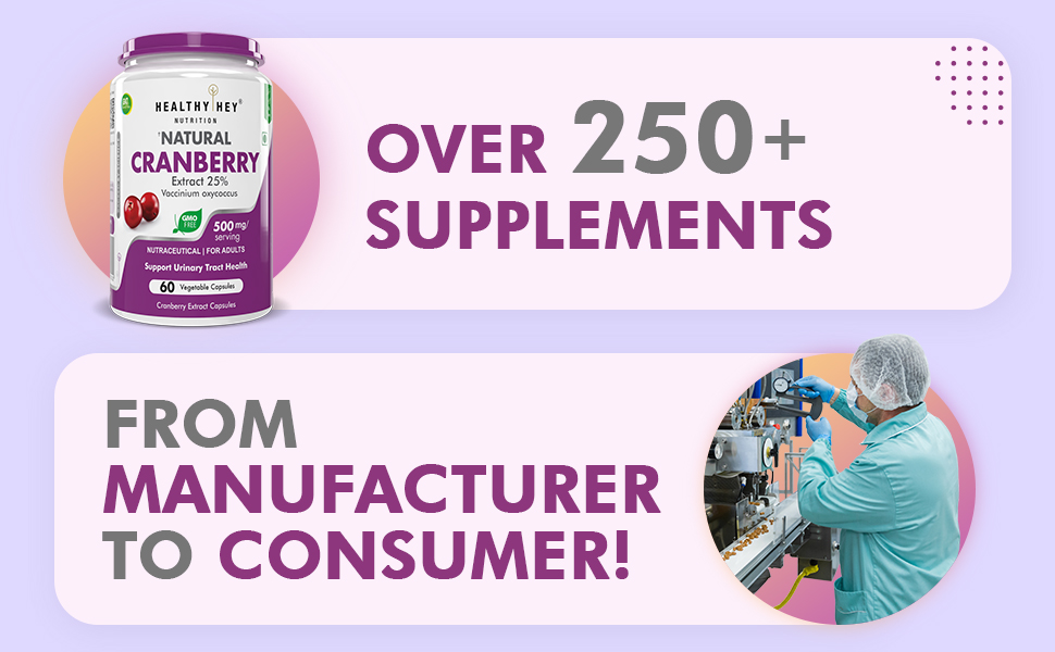HealthyHey Nutrition Cranberry Extract - Urinary Tract Health - 60 Veg Capsules