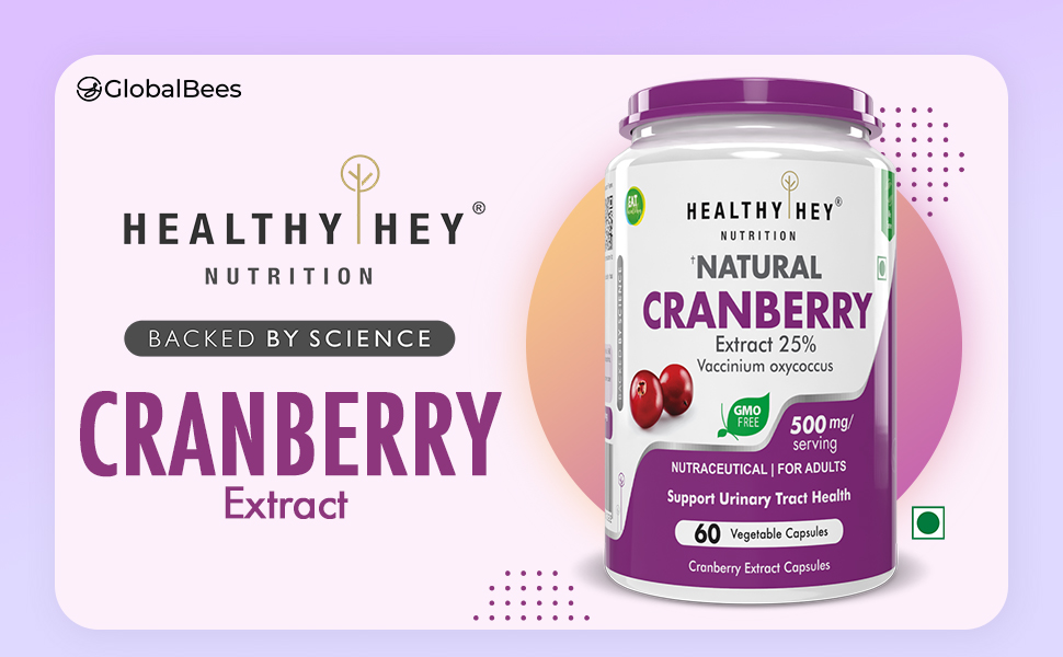 HealthyHey Nutrition Cranberry Extract - Urinary Tract Health - 60 Veg Capsules