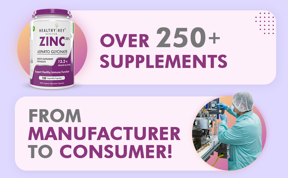 HealthyHey Nutrition Zinc Asparto Glycinate 30% - 120 Capsules