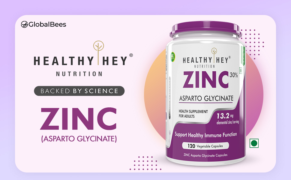 HealthyHey Nutrition Zinc Asparto Glycinate 30% - 120 Capsules