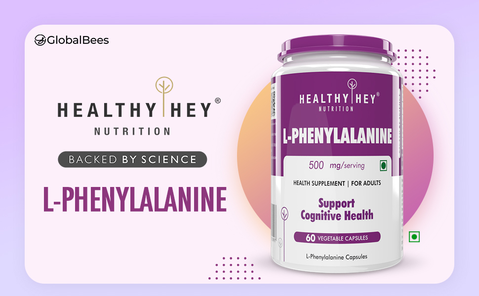 HealthyHey Nutrition L-Phenylalanine 60 Vegetarian Capsules - Gluten Free - Non GMO