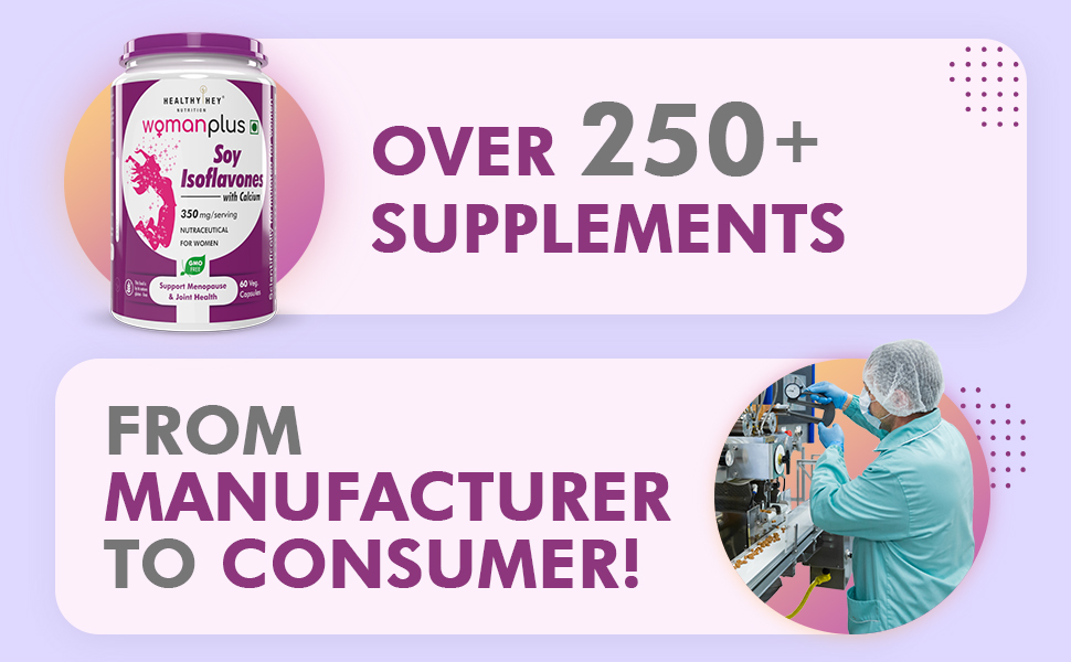 HealthyHey Nutrition Woman Plus Soy Isoflavones with Calcium - 60 Vegetable Capsules