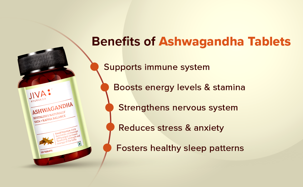 Jiva Ashwagandha Tablets 500mg | Pure Herbs Used | 100% Pure & Natural - 120 Tablet In Each (Pack of 2)
