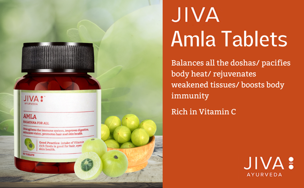 Jiva Amla Tablets 500mg 240 Tablets | 100% Herbs Used, Rich In Vitamin C | Rich In Antioxidants | Improves Digestion | Enhances Vision - 120 Tablet (Pack of 2)