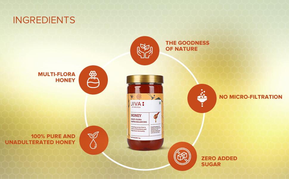Jiva Ayurveda Multi flora Honey - 1kg (Pack of 2) | 100% Pure with No Sugar Adulteration Boosts Immunity and Strength | Heals Wound | Helps in Weight Management