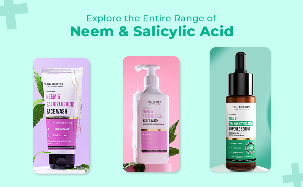 Dr. Sheth's Neem & Salicylic Acid Serum For Active Acne,Blackheads & Open Pores|2% Salicylic Acid & 1% Niacinamide|For Oily & Acne-Prone Skin|Men & Women|30Ml