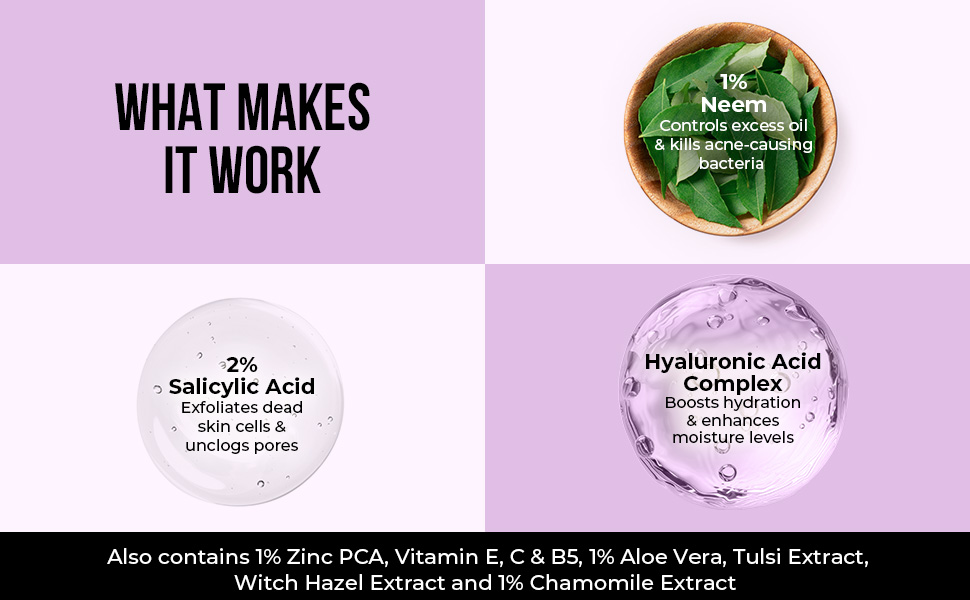 Dr. Sheth's Neem & 2% Salicylic Acid Face Wash | For Oily & Acne Prone Skin | With 1% Zinc PCA, Vitamin E, C & B5 | Deeply Cleanses | Exfoliates Skin | Prevents Acne | For Men & Women | 100ml