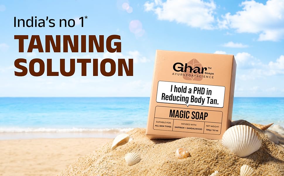 Ghar Soaps Sandalwood & Saffron Magic Soaps For Bath (100 Gms Pack Of 1) | Paraben Free | Chandan & Kesar Bath Soap | Handmade Soaps For Glowing | Skin Brightening Soap For Men & Women