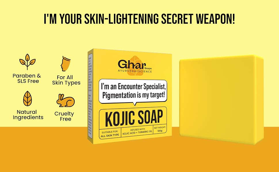 GHAR SOAPS Kojic Acid 2% Soap with Niacinamide | For Pigmentation, Sun Damage, Brightening Underarm & Minimizes Dark Spot | Soap for Men & Women | Suitable for All Skin Types | (Pack of 1) (100 g)