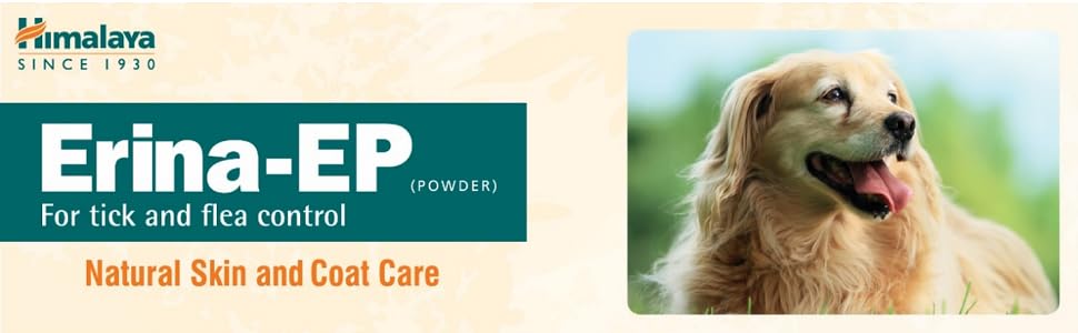 Himalaya Erina-EP Powder | 150 g | Tick & Flea Control for Dogs & Cats | With Neem & Eucalyptus for Skin Health & Hygiene