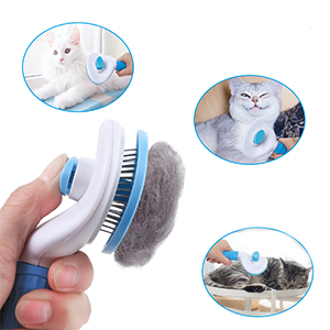 Depets Self Cleaning Slicker Brush, Pet Grooming Shedding Brush for Dogs and Cats - Easy to Remove Loose Undercoat, Pet Massaging Tool Suitable for Pets with Long or Short Hair Color May Vary