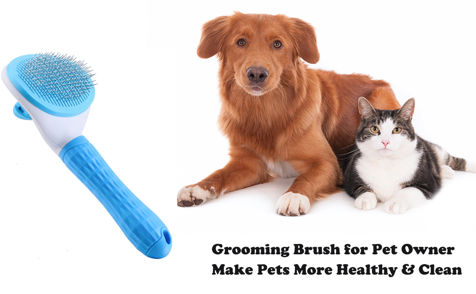 Depets Self Cleaning Slicker Brush, Pet Grooming Shedding Brush for Dogs and Cats - Easy to Remove Loose Undercoat, Pet Massaging Tool Suitable for Pets with Long or Short Hair Color May Vary