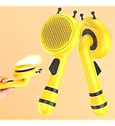 Flynovate Self Cleaning Dog Comb & Cat Comb - Pet Hair Remover Grooming Comb with Switch & PAIN - FREE Slickers | Deshedding Dog Brush & Cat Brush To Gently Massage The Pets with FREE Bath Brush
