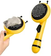 Flynovate Self Cleaning Dog Comb & Cat Comb - Pet Hair Remover Grooming Comb with Switch & PAIN - FREE Slickers | Deshedding Dog Brush & Cat Brush To Gently Massage The Pets with FREE Bath Brush